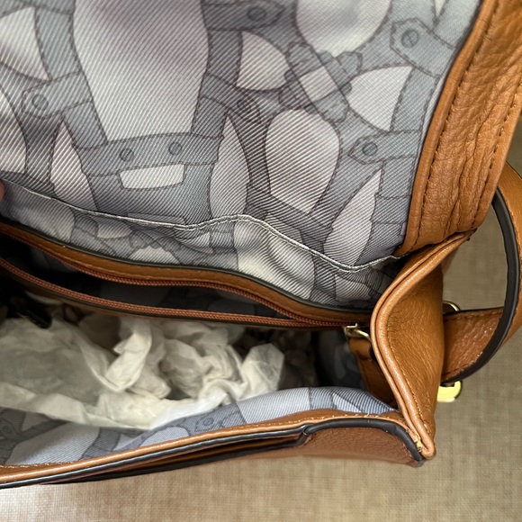 Aimee Kestenberg Cognac Fringe Crossbody Bag with Gold Accents - Picture 6 of 10